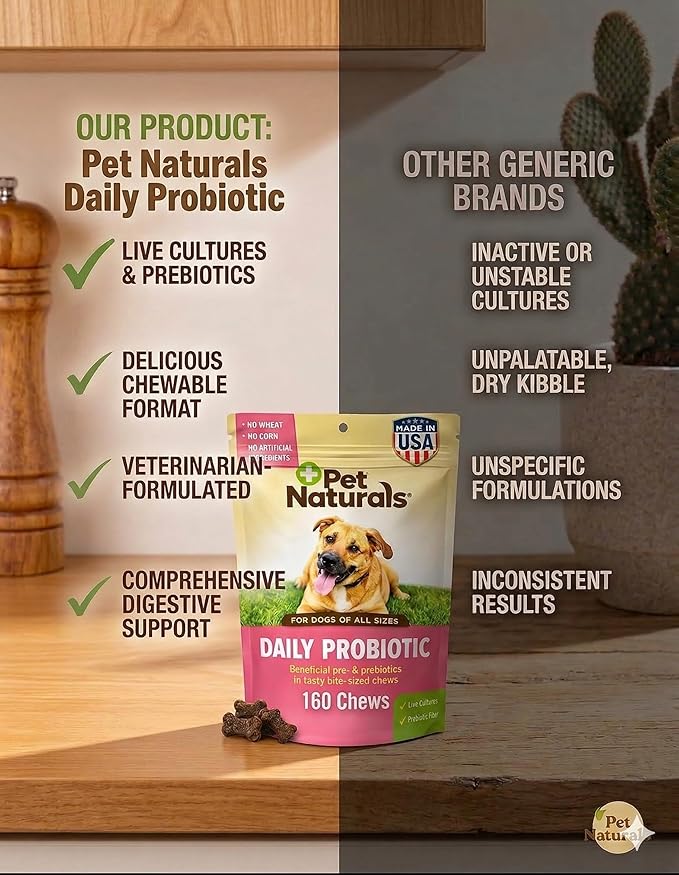 Pet Naturals Daily Probiotic Soft Chews for Dogs, Digestive and Immune Support Supplement, 1 Billion CFU Per Chew, Duck, 160 Count