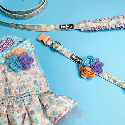 Blueberry Pet New Soft & Comfy Made Well Lovely Floral No Pull Mesh Puppy Dog Costume Harness Dress in Lavender, Chest Girth 14"-16", X-Small, Adjustable Harnesses for Dogs