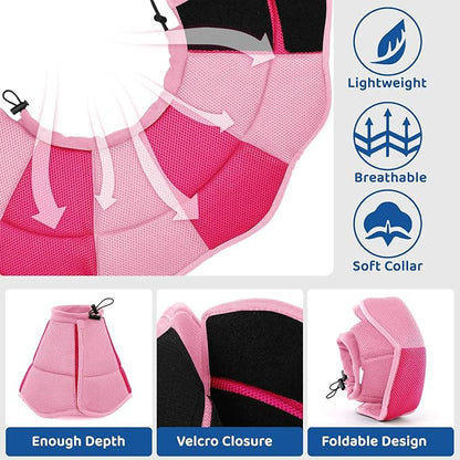 SUNFURA Dog Cone - Soft Cone for Dogs to Stop Licking, Pet E-Collar Alternative After Surgery, Adjustable Pet Recovery Collar for Wound Healing, Pink Large