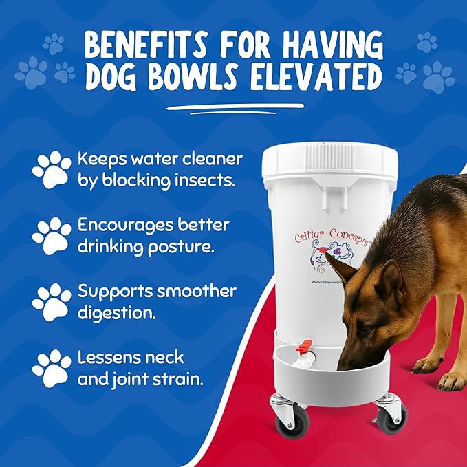 Pet Gravity Water Dispenser: 5 Gallon. for Dogs, Cats, Goats, Small Animals. Quiet, No BPA and Made in USA. Ideal Dog Bowl Large Breed. Best Automatic Waterer.