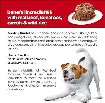 Purina Beneful Small Breed Wet Dog Food With Gravy, IncrediBites with Real Beef - (8 Packs of 3) 3 oz. Cans
