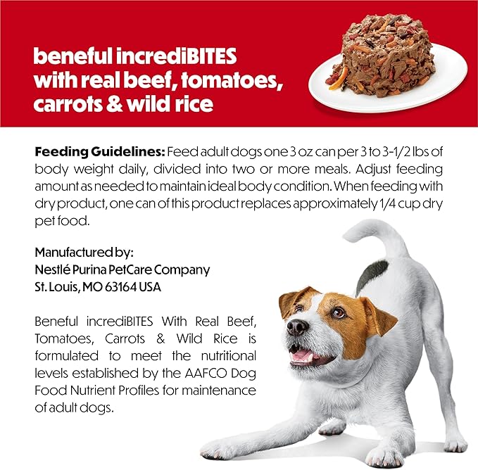 Purina Beneful Small Breed Wet Dog Food in Gravy, IncrediBites With Real Beef - (Pack of 12) 3 oz. Cans