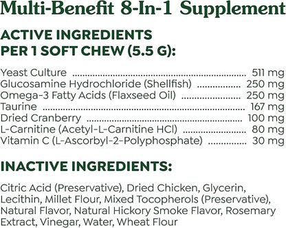 Greenies Dog Supplements 8-in-1 Multi-Benefit Dog Vitamins and Supplements Chicken Flavor, 15.5 oz. Container, 80 Count