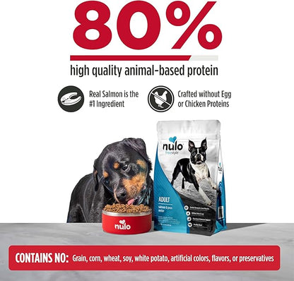 Nulo FreeStyle Adult Dry Dog Food - Salmon & Peas, Premium Grain Free Dog Food with Probiotics for Healthy Gut, Skin and Coat, Natural, High Protein Kibble for Small, Medium and Large Breeds, 26lb Bag