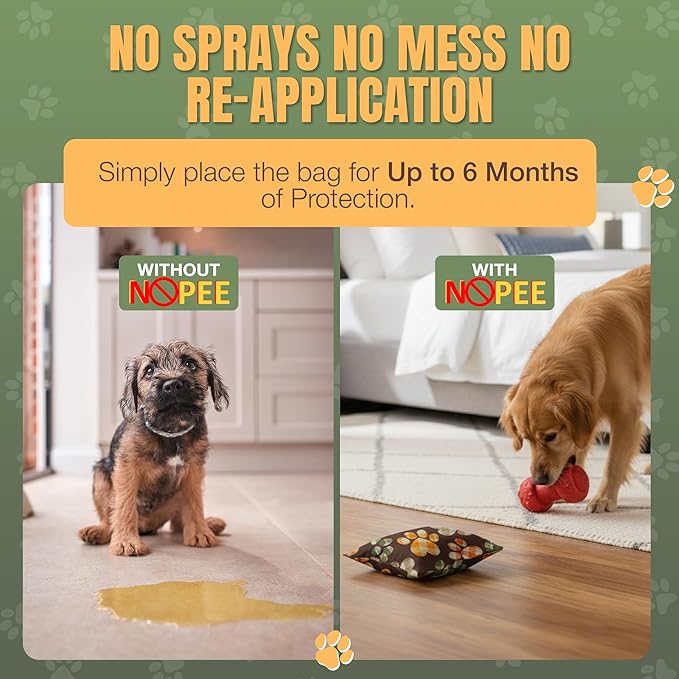 Dog Marking Prevention Product, Dog Pee Deterrent Indoor Dog & Puppy Potty Training Aids Long-Lasting Dog Pee Stopper Bag, Pet & Child Safe No Sprays, 6 Months Protection Brown Paws