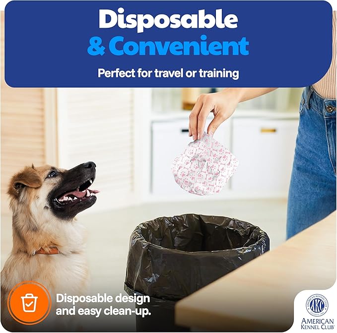 American Kennel Club Female Dog Wrap, Disposable Diapers with Wetness Indicator (XS (9–16 in), 50, Count)