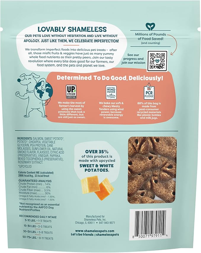 Shameless Pets Soft & Chewy Dog Treats, Reelin' Salmon Meaty Tenders, 1.5lb – Real Salmon is 1st Ingredient – Grain Free, No Corn or Soy – Digestive Support – for Small, Medium & Large Dogs