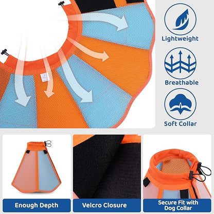 Cone for Dogs, Soft Dog Cone for Medium Large Dogs, Dog Cones Collar After Surgery to Stop Licking, Adjustable Pet Cones Alternative with Double-Layer Design, Orange L