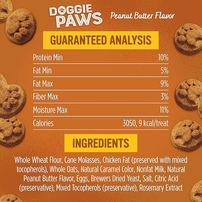 Blue Dog Bakery Natural Dog Treats, Doggie Paws, Peanut Butter, 16.2oz (6 Count)