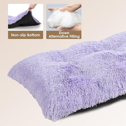 EHEYCIGA Fluffy XXL Dog Crate Pad, Plush Faux Fur Crate Bed for Extra Large Dogs, Calming Anti Anxiety XXL Dog Bed, Washable Soft Warm Mat with Non-Slip Bottom, Purple