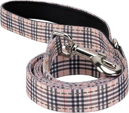 EcoBark Dog Leash - Soft & Reflective Comfort Leash with Padded Handle - Safe, Strong, & Durable for Small, Medium or Large Dogs (Tan Plaid)