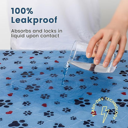 Washable Pee Pads for Dogs,4 Pack Extra Large 24"x36" Super Absorbent Reusable Puppy Pads,Non-Slip 100% Waterproof Dog Pee Pad,Pet Training Pads for Couch, Crate,Potty Training,Floor