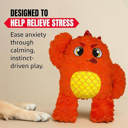 Bite Force Dog Toy - Large Durable & Strong Plush Orange Monster Dog Toy, Kevlar-Reinforced for Aggressive Chewers