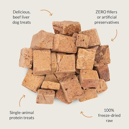 ULTIMATE PET NUTRITION Nutra Bites Freeze Dried Raw Single Ingredient Training Treats Food Topper for Dogs, 4 Ounces, Beef Liver