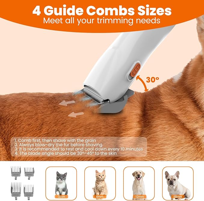 ubrobo Dog Grooming Vacuum, Dog Grooming Kit with Pet Clippers, 12,000Pa Pet Hair Grooming Vacuum for Dogs, Vacuum Brush for Shedding Grooming, Low Noise Home Cleaning Tool in 1, PG10 Black