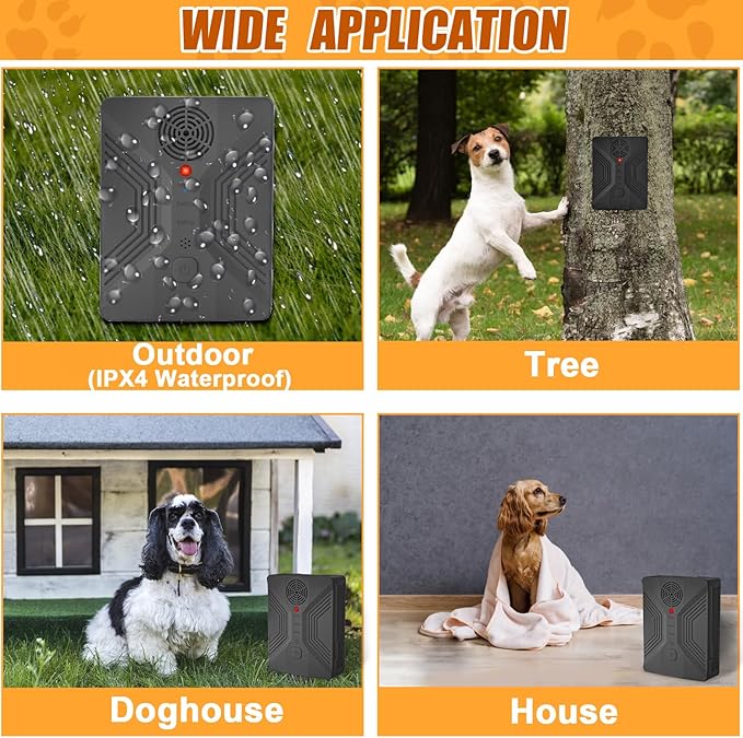 Dog Bark Deterrent Devices, Anti Barking Device for Dogs Long Range 50FT, 3 Modes Stop Dog Barking Devices, Rechargeable Bark Box, Ultrasonic Barking Deterrent Devices for Dog Training (Black)