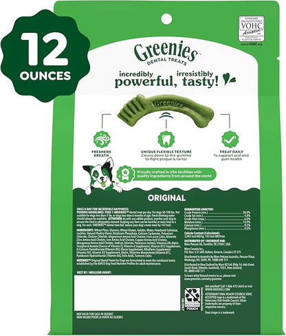 Greenies Veterinarian-Recommended Adult Natural Dental Dog Treats Large Size, Dog Dental Chews, Original Flavor, 12 oz. Pack, 8 Count
