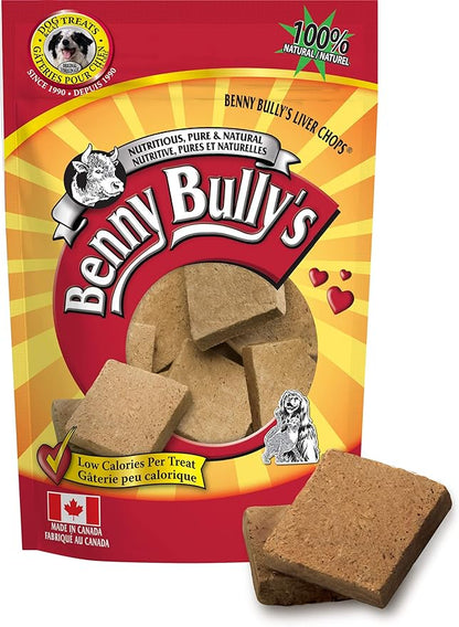 BENNY BULLYS Chops Beef Liver Dog Treats, Freeze-Dried, Low Fat, High Energy & Nutrient Rich Food for Your Furry Friend, All Natural Ingredients, 40g - Entry