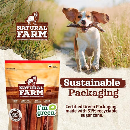 Natural Farm Beef Trachea for Dogs (6 Inch, 6 Pack)- 100% Beef,Odor Free Trachea Dog Chews- Glucosamine & Chondroitin for Joint & Hip Mobility, Bone Strength- Low-Fat Crunchy & Crispy- for All Dogs