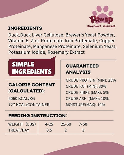PAWUP Freeze Dried Duck Dog Food Topper – Sensitive Stomach & Hypoallergenic Formula, High Protein Grain-Free Dog Treats and Meal Topper for Picky Eaters, 14 oz