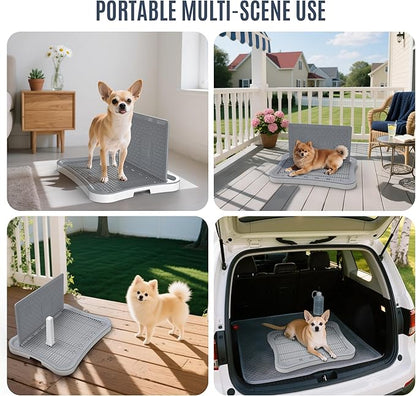 Pee Pad Holder, Indoor Dog Potty for Dogs, Puppy Pad Holder, Puppy Potty Training Tray with Splash Wall & Center Post, 20.1"×15.4"