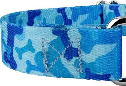 Country Brook Petz - Blue Bone Camo Martingale Dog Collar and Leash - Camouflage Collection Featuring Rugged Designs (5/8 Inch, Small)