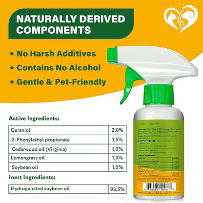 Natural Flea and Tick Home Spray for Dogs, Cats & Ferret - Mosquito, Bug Repellent & Carpet Flea Killer - Pet Pest Control & House Flea Treatment Indoor - Organic Prevention for Safe