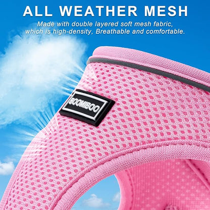 Dog Harness with Leash Set, No Pull Adjustable Reflective Step-in Puppy Pet Vest Harnesses for Small Medium Large Dogs and Cats,Rose Red S