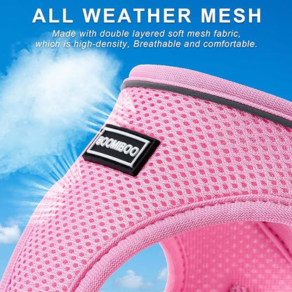 Dog Harness with Leash Set, No Pull Adjustable Reflective Step-in Puppy Pet Vest Harnesses for Small Medium Large Dogs and Cats,Light Pink XS
