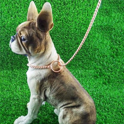 Dog P Snake Chain Chrome Plated Metal Dog Training Choke/Collar-Fully Guaranteed Against Rust Tarnish or Breakage-Recommended for Professional Training (Rose Gold, 5mm * 26")