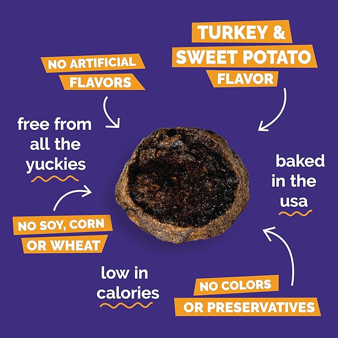 Fruitables Whole Jerky Bites, Healthy Dog Treats, Puppy Essentials, Jerky Dog Treats, Made in the USA, No Artificial Ingredients, Turkey & Sweet Potato Flavor, 5oz