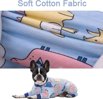Dog Recovery Suit, Dinosaur Blue, Medium, Soft & Comfortable, Machine Washable, Cone Alternative, Prevent Licking, Female Male, All Seasons