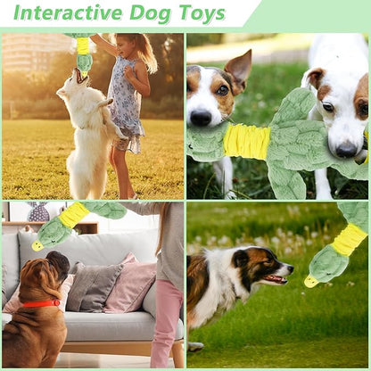Large Plush Squeaky Dog Toys, Interactive Tug of War Puppy Toys for Indoor Play - Duck Stuffed Dog Toys with Soft Fabric for Small, Medium, and Large Pets