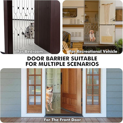 Snagle Paw Metal Retractable Door Barrier,24.4" Wide 35" Tall Safety Dog Gate for Front Door,Easy Install Retractable Pet Gate for Recreational Vehicle,Doorways