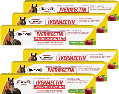 Ivermectin Paste Dewormer - 6.08g dose @ 1.87%-Apple Flavored, 6 Count