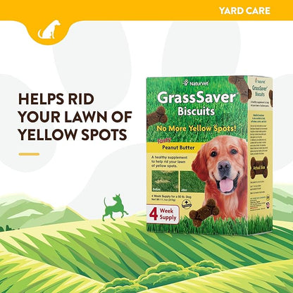 NaturVet GrassSaver|Biscuits for Dogs – Help Keep Grass Green, Rid Your Lawn of Yellow Patches Caused by Dog Urine| No More Yellow Spots| DL-Methionine Peanut Butter Flavor – 11 oz