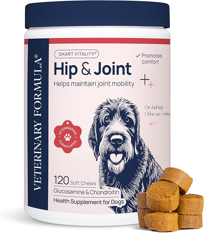 Veterinary Formula Smart Vitality Hip & Joint Supplement for Dogs with Glucosamine – Dog Joint Support, Dog Supplements for Mobility & Flexibility, 120ct