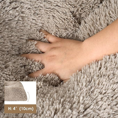 EHEYCIGA Fluffy Dog Crate Bed for Medium Dogs, Plush Faux Fur Pet Crate Pad, Calming Anti Anxiety Medium Pet Bed, Washable Soft Warm Dog Mat with Non-Slip Bottom, Taupe
