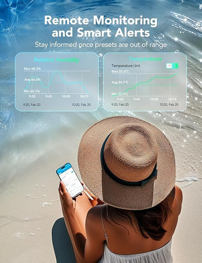 GoveeLife Indoor WiFi Thermometer Hygrometer 3Pack, Smart Humidity Temperature Sensor with IP 65 Waterproof, App Notifications, 2-Year Free Data Storage Export, Temperature Humidity for Home Patio