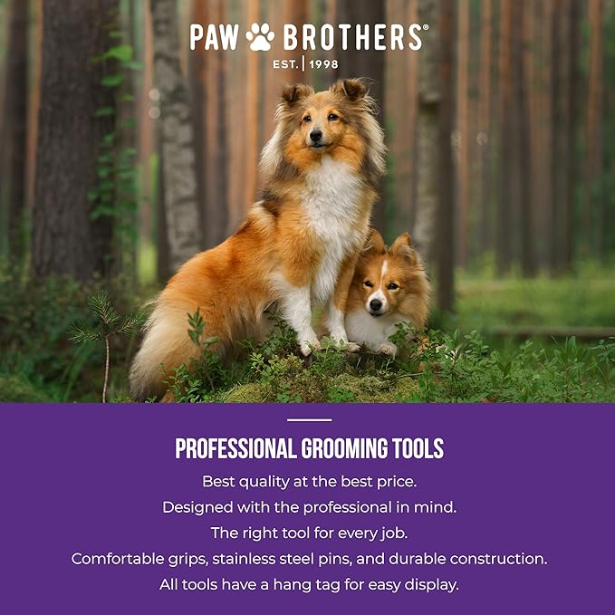 RYAN'S PET SUPPLIES Paw Brothers Soft Flat Slicker Brush with Coated Pin Tips, Mini/Small