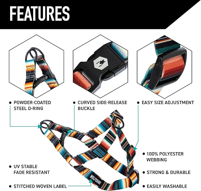 Wolfgang Heavy Duty Adjustable Dog Harness, Pull-Tested to Over 800 lbs for Walking & Training, LostArt Print, Extra Large