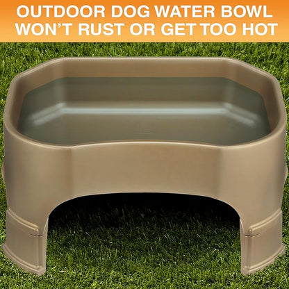 Neater Pet Brands Extra Large Water Bowl for Dogs, Elevated Outdoor Dog Water Bowl (2.25 Gallon XL Capacity), Big Trough Style Food Dish for Indoors or Outside, No Spill Large Dog Bowls, Champagne
