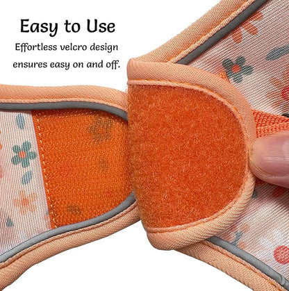 Mihqy Step in Dog Harness and Leash Set, Reflective Adjustable No Pull Dog Harness for Small Medium Dogs Puppy and Cats, Soft Padded Mesh Vest Harnesses for Girl and Boy Pets(Orange Floral,M)