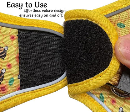 Mihqy Step in Dog Harness and Leash Set, Reflective Adjustable No Pull Dog Harness for Extra-Small/Small Dogs Puppy and Cats, Soft Padded Mesh Vest Harnesses for Girl and Boy Pets(Bee,XS)