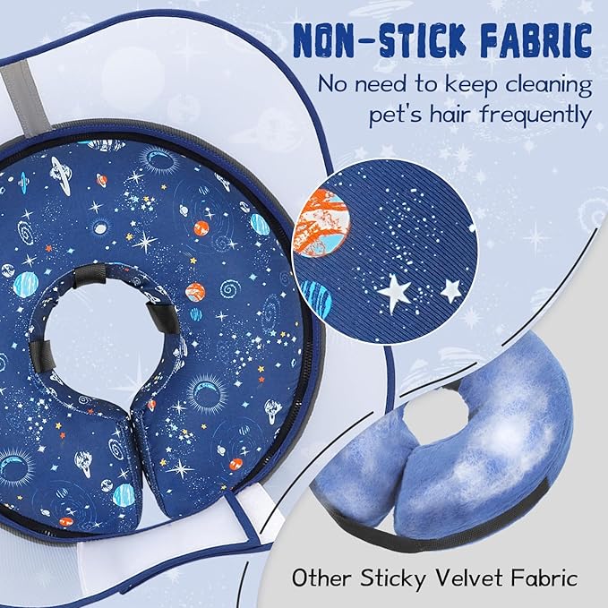 Elevated Inflatable Dog Cone Collar to Stop Licking, Dog Donut Collar After Surgery, Soft Pet Cone Alternative for Small Medium Large Dogs