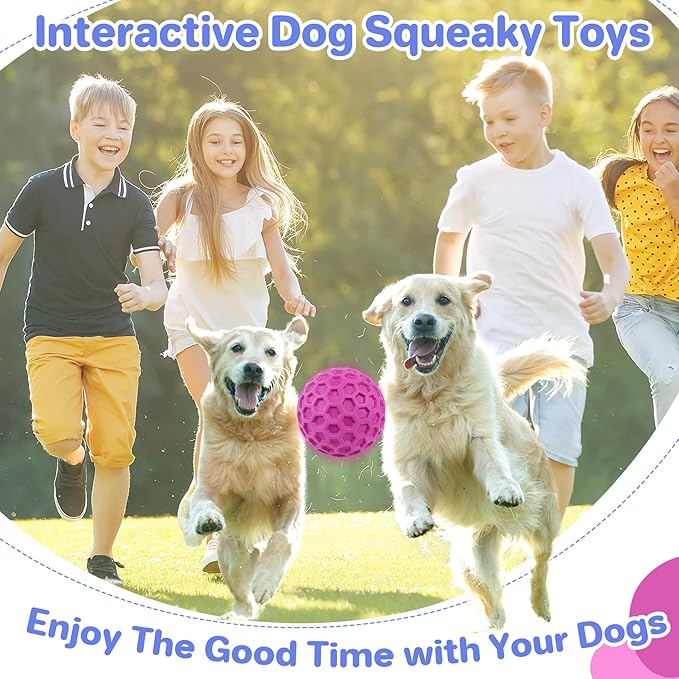 Tough Squeaky Dog Balls Puppy Toys, Interactive Dog Toys for Small Dogs, Puppy Chew Toys for Teething and Relax, Dogs Chew Toy Small Balls Dog Toys for Small Breed, Outdoor Dog Toy for Dogs