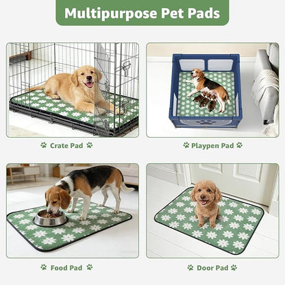 LOOBANI Washable Puppy Pads: Waterproof Reusable Pee Pads for Dogs, Non-Slip and Leak-Proof Dog Pee Mat, Absorbent Dog Training Pads for Puppy Playpen, Crate, Potty Training (18"x24", 4 Packs)