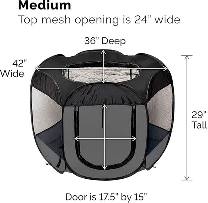 Furhaven Portable Dog Playpen Cat Tent, Pet playground,Kennel foldable indoor outdoor zippered puppy crate - Gray, Medium