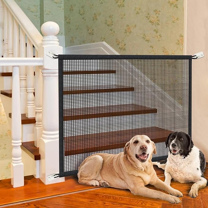 2-Pack Dog Gate for Stairs Pet Gates for The House: Dogs Screen Mesh Gate for Doorways Stairways Indoor 29 inch Tall, 34 inch Wide, Fits Openings 28'' to 31'' Wide