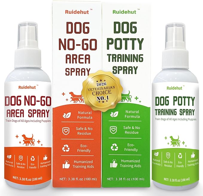 Dog Potty Training Spray & NO-GO Area Spray, Safe & Effective Puppy Pee Spray, Helps Train Puppies & Dogs Where to Potty, Indoor and Outdoor House Training Tool, 3.38 Fl Oz Each